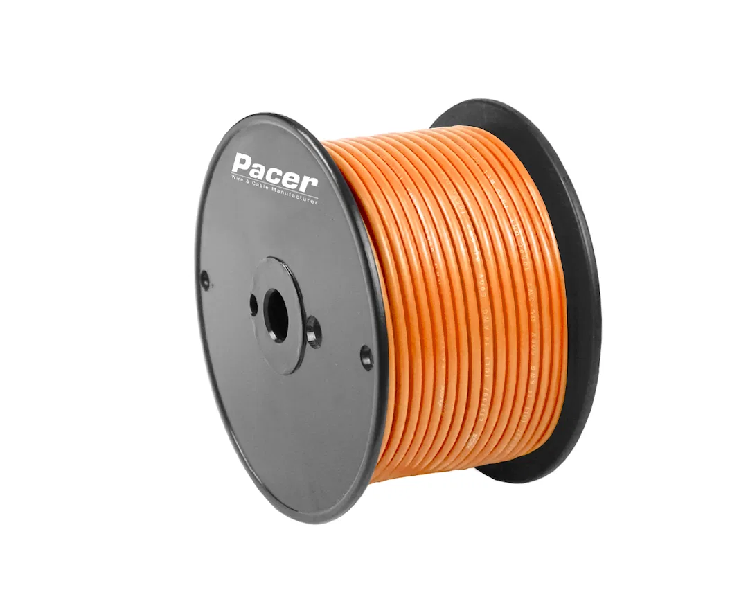 WUL16OR-100 – PACER Primary Wire, Stranded Conductor 16 Gauge 600 Volts Orange 100 Foot Roll Tinned Copper Conductor/...